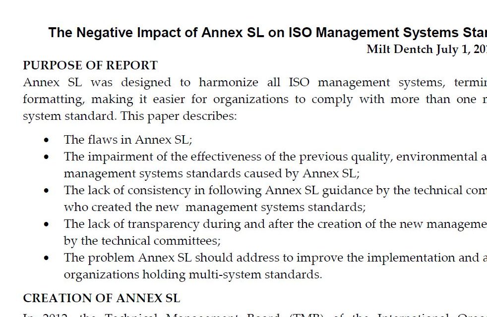 White Paper: The Negative Impact of Annex SL