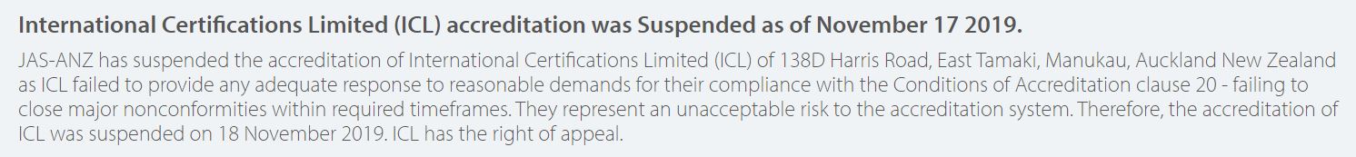 JAS-ANZ listing IQCS