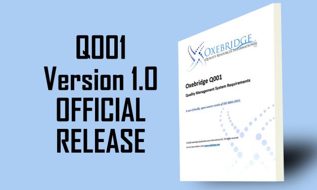 Oxebridge Releases Official Version 1.0 of Q001 Standard