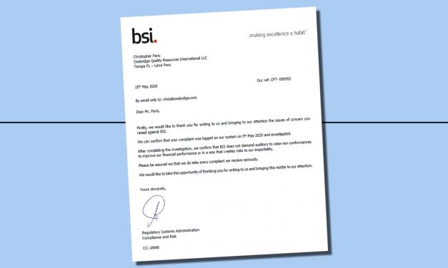 In Anonymous Email, BSI Closes “Nonconformity Quota” Complaint, Ignores Evidence