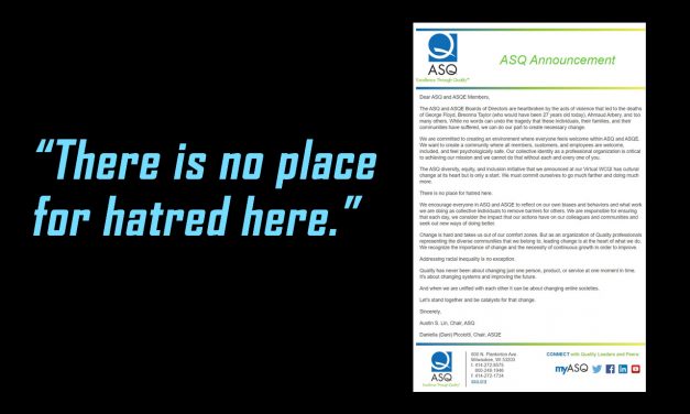 851 Days Later, ASQ Finally Issues Denunciation of Racism
