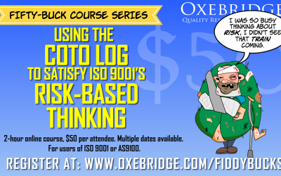 $50 Webinar: Using COTO Log to Satisfy ISO 9001’s Requirements