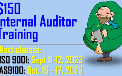 Next Dates for ISO 9001 / AS9100 Internal Auditor Training