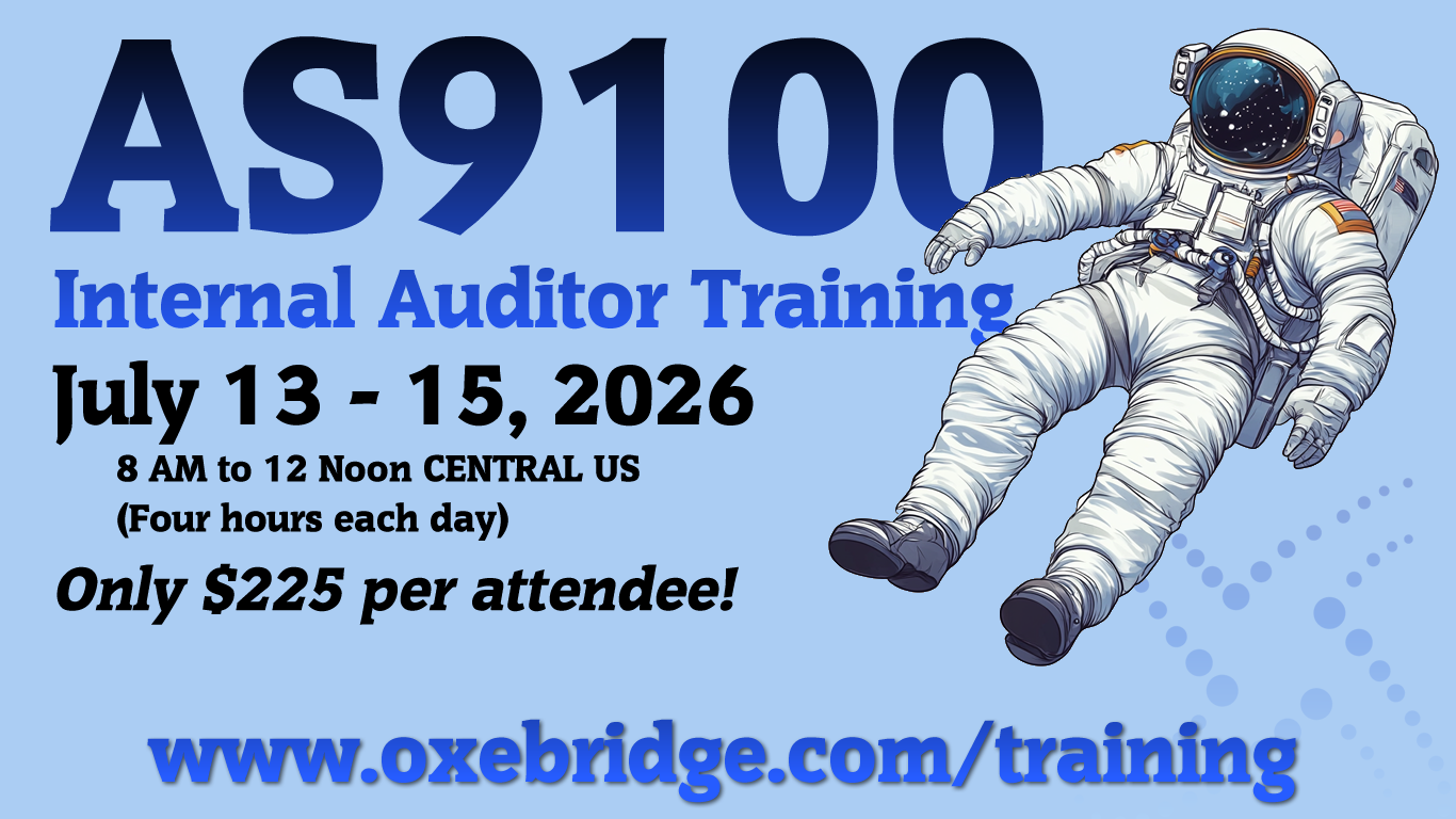 More Seats Left for Next Week’s AS9100 Internal Auditor Class!